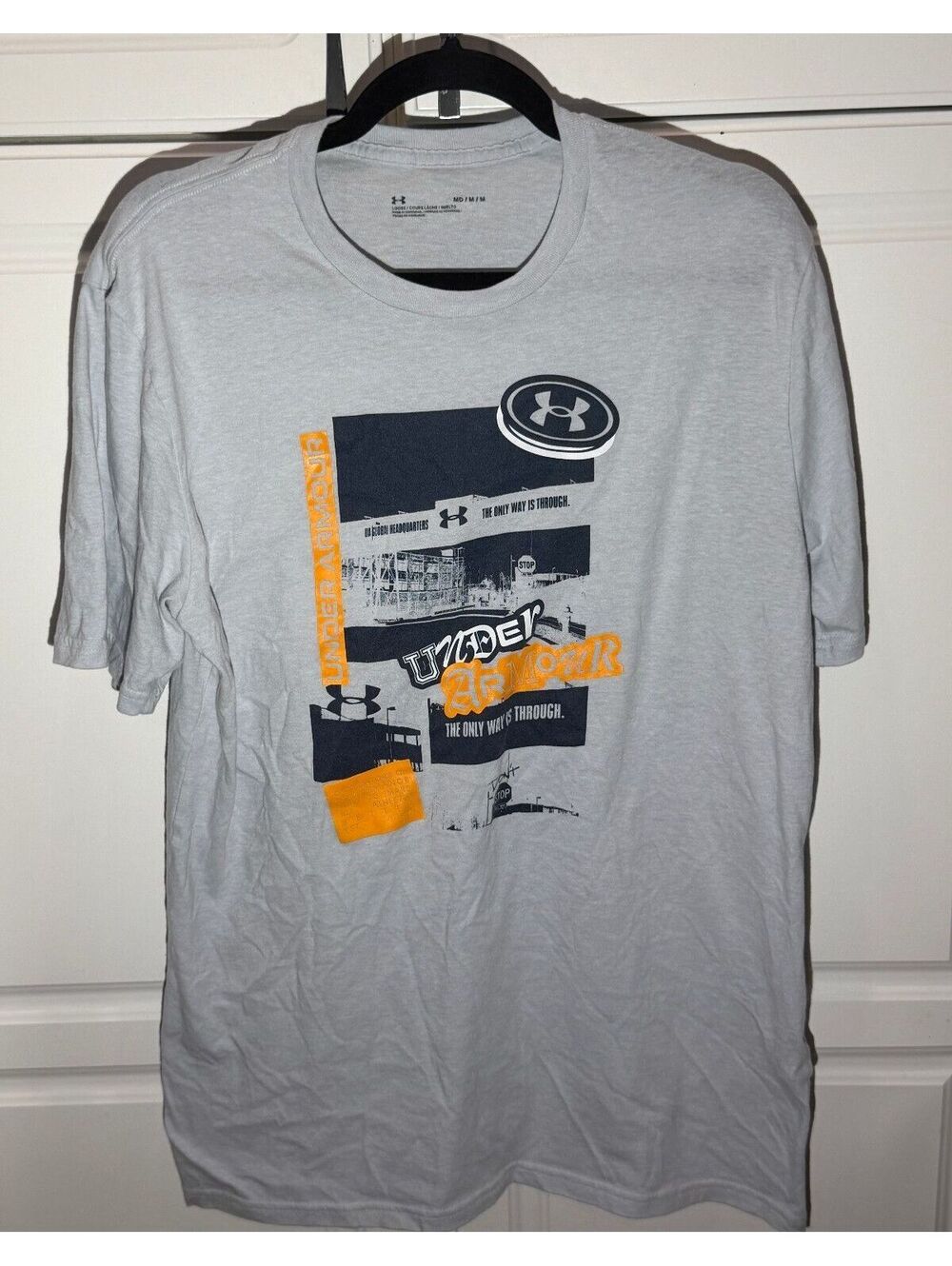 Under Armour Men’s Loose Fit Graphic T-Shirt Medium Gray Orange Black